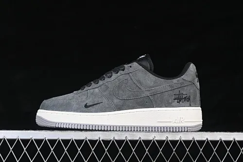 All categories Nk Air Force 1 Air Force series Nk Air Force 1 Low Air Force low-top Nike Air Force 1'07 Low Stussy co-branded charcoal gray elegant white Air Force 1 low-top casual sneakers DV5477-401